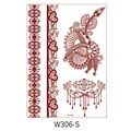 Waterproof henna temporary tattoo sticker in dark red mehndi lace pattern for hands - Peacock Feather Necklace Pendant (W306-S)