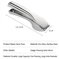 Prensa de ajos manual de aleación de zinc plateado de 15,5 cm para cocina doméstica - Modelo 3402 Prensa de Ajo Bolsa