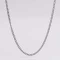 Vue détaillée d'un collier chaîne gourmette argentée avec une finition polie - Style de Chaîne Latérale 3mm (049)