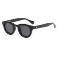 Classic retro cat-eye sunglasses with thick black frames and dark grey lenses - Black Frame Grey Lens