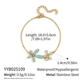 Detailed size specifications for gold stainless steel bracelet with blue flower charms - Blue Flower Stainless Steel Bracelet (YYB025109)