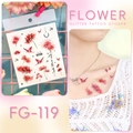 Glitter butterfly and red spider lily temporary tattoo sticker style FG-119 for collarbone - FG-119 (Lycoris Radiata)