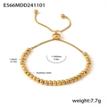 Bracciale a sfere in acciaio inossidabile dorato da 4mm con chiusura bolo regolabile - Diametro perla 4mm / Braccialetto Oro (E566)
