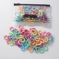 Elastic macaron color hair ties set for girls in a cute transparent zipper pouch - 100 Pieces Set / Pastel Colors
