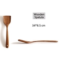 Deep brown teak wooden spatula with natural grain and hanging hole 34x8.5 cm - Thickened Cooking Spatula / 34*8.5cm