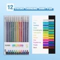 Set of 12 glitter gel pens showing color-changing effects on white and black paper - Star Pen - 12 Colors Set (English Version)