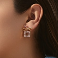 18K gold plated vintage earrings with pink bow and square zircon pendant design - Pink Zirconia Bowknot Square Drop Earrings