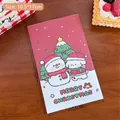 Red Christmas cartoon gift bag with snowman and dog illustration, 10.5x17cm size - 6# Christmas Nocturne (Red)