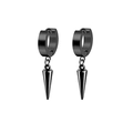 Punk style black titanium steel hoop earrings with pointed cone pendant for men and women - Style 10 (Cone Pendant) / Black