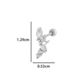 Silver geometric cartilage stud with zircon inlay and surgical steel screw back 1.29cm - 4# Silver - Marquise Starburst Style