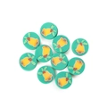 Green Christmas tree clay beads with yellow bell patterns for DIY jewelry making - Green Bell