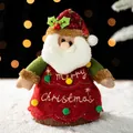 Sac cadeau Père Noël en feutre avec base en bois pour bonbons, taille 15x12x19 cm - AFLD6-2 Père Noël Rouge 15x12x19cm