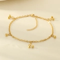 18K gold plated anklet featuring hanging red cherry charms and beads on a chain - Cherry Bead Gold Style(KJ4332-Z)