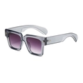 Gafas de sol cuadradas gris translúcido con lentes degradadas violeta y remaches dorados - Montura Gris Transparente Lentes Degradadas Moradas