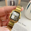 Orologio quadrato dorato da donna con cinturino in metallo e quadrante romano - Bianco