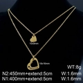 Double-layered gold mama heart pendant necklace with dimensions and size specifications - Double Layer Mama Heart Pendant (KN109779-KFC) / Gold