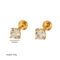 Geometrische Ohrringe mit 18k Vergoldung, weißen Kristallen und Schraubverschluss - Goldene Rundzirkon-Ohrstecker mit Schraubverschluss(TE6368)