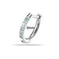 8mm silver titanium earring ring with five light blue inlaid cubic zirconia stones - Blue (T2562-8mm Blue)