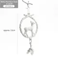 White reindeer Christmas ornament with wreath detail and hanging string, size 6x13cm - Frosted White Deer / 6x13cm / White