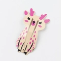 Cute cream-colored deer cartoon hair clip with pink accents and metal BB clip base - Nude Deer