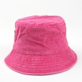 Detail view of cotton bucket hat with reinforced brim stitching and metal eyelet - M (56-58cm) / Rose Red