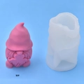 Detail of DIY gnome silicone mold with finished pink gnome holding a heart - Size M (5x8.3cm)