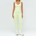 Ensemble de yoga vert citron clair avec haut licou et leggings sans couture taille haute - S / Haut Et Bas / Débardeur + Pantalon Long / Vert Citron