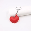 Minimalist red heart PU leather keychain with metal ring on a clean white background - Red