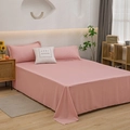 Minimalist dusty pink washed cotton 3-piece bedding set with flat sheet and pillowcases - Pillowcase (Single) / Jade Color