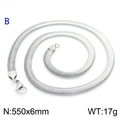 Elegante silberne flache Schlangenkette aus Edelstahl 6mm Breite und 550mm Länge - Silber 6mm Breit 55cm Lang (KN203550-Z)
