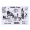 Clear silicone stamps featuring vintage London Elizabeth Tower and script for DIY journals - No.12-Elizabeth Tower Sketch