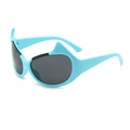 Unique light blue little devil sunglasses with cat ear frames and dark gray lenses - Blue