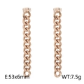Rose gold punk style Cuban chain tassel earrings in stainless steel, size 53x6mm - 6mm / Rose Gold