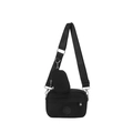 Borsa a tracolla in nylon nero con mini borsellino rotondo e ampia tracolla regolabile - Nero