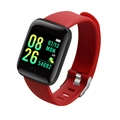 116 Plus smart fitness tracker with red silicone strap and color OLED screen display - Red