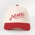 Gorra de béisbol vintage con bordado MARGS y visera roja sobre corona color crema - Talla única / Beige y Rojo