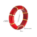 Detailed view of red marble resin bracelet with gold stainless steel spacers and dimensions - 55mm / Red