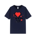 Dark blue cotton Valentine's Day T-shirt with red heart and script text print - Navy Blue (Valentine's Day Print)