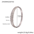Silver stainless steel wave zircon bangle with 6.0cm inner diameter and snap closure - Steel Thread Zirconia Bangle (Z459) / 6.0cmx1.1cm