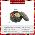Ethnic print tin candle with dried flower petals and retro pattern finish - H31 Sweet Pomegranate