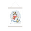 Supporto magnetico in legno per poster con stampa ad acquerello di un pupazzo di neve - 31cm / Bianco