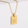 Gold-plated ball chain necklace with rectangular pendant engraved with 'MORE SELF LOVE' text - More Self Love