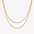 Minimalist double layer 18K gold plated stainless steel necklace for women in white background - Double Layer Necklace-Gold