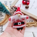 Handmade Santa Claus felt hanging ornament with long white beard and wooden nose - Red White Black Non-woven Santa Ornament (A6)