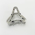 Minimalist silver metal hair claw with wave texture in a sleek triangle design - No.12 Silver Wavy Triangle