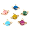 Lot de 6 breloques planètes en émail coloré et finition dorée pour bijoux DIY - Planète 12x16mm