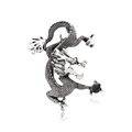 Retro silver dragon brooch with black gemstone for men's fashion suits and jackets - Silver Dragon with Black Stone
