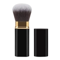 Portable black and gold retractable makeup brush with black and white gradient bristles - Square Black Brown Base White Peak