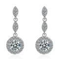 Silver halo drop earrings with marquise diamonds and round brilliant cubic zirconia - A Pair Of Platinum-gold Leds-164