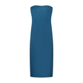 Elegant blue strapless satin bodycon dress for women fashion vacation style - S / Blue